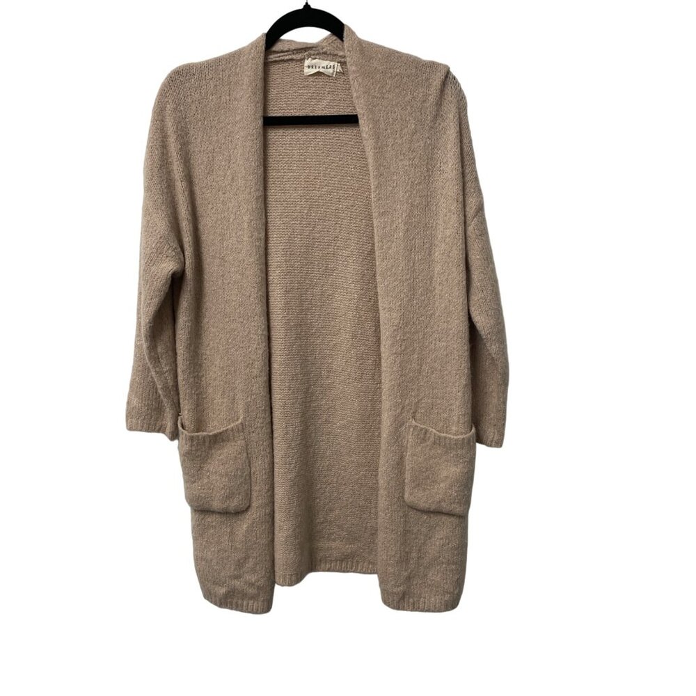 DREAMERS CARDIGAN SWEATER SIZE S COZY LONG KNIT POCKETS OPEN FRONT BLUSH PINK
